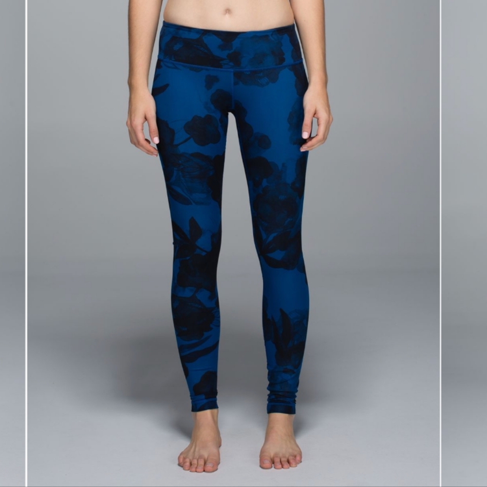 Lululemon Wunder Under Leggings Blue Inky Floral